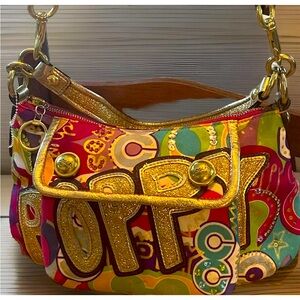 Super Cute and RARE Coach Poppy Shoulder Bag w/ Bling and Graphics. Limited ED!